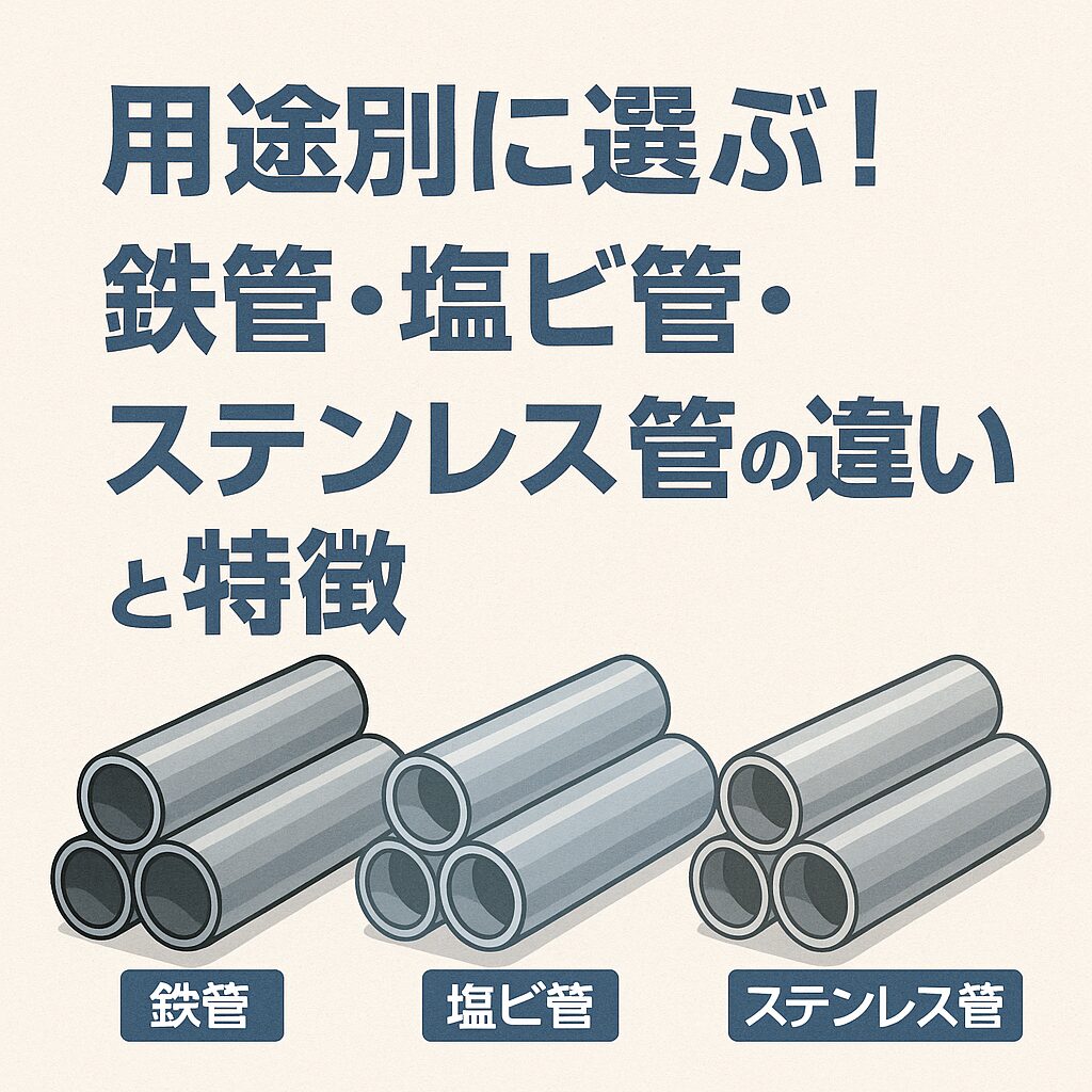 用途別に選ぶ！鉄管・塩ビ管・ステンレス管の違いと特徴 | 管材ナビ